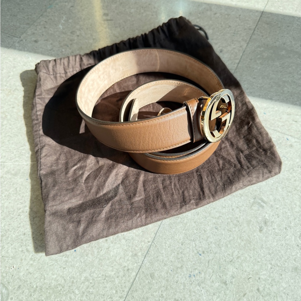 Gucci Brown Leather Belt with Iconic GG Buckle